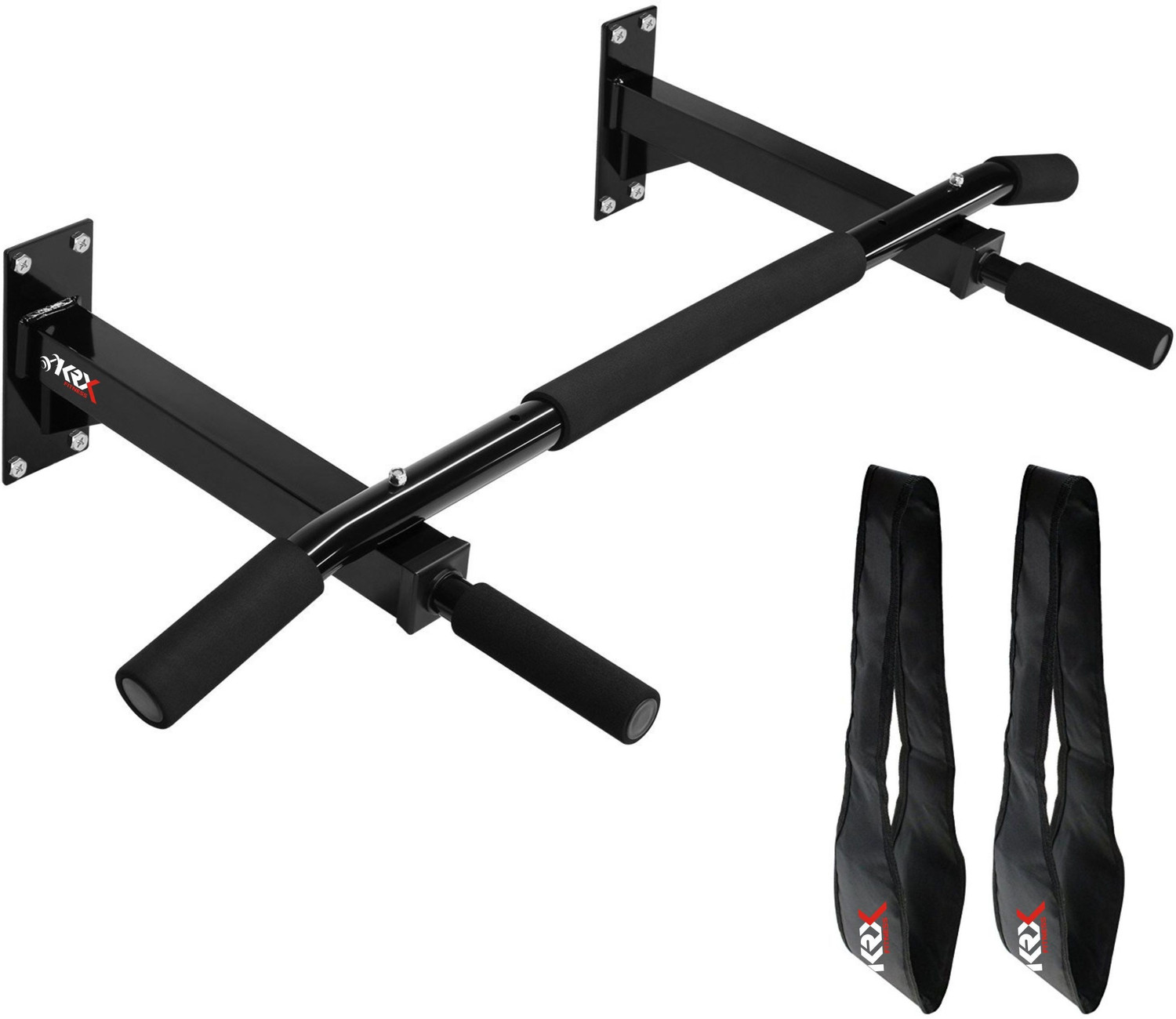 Image of Sporto Fitness S-124 Wall Mounted Pull Up Bar Chin bar Dip Station for Indoor Pull-up Bar (Black)