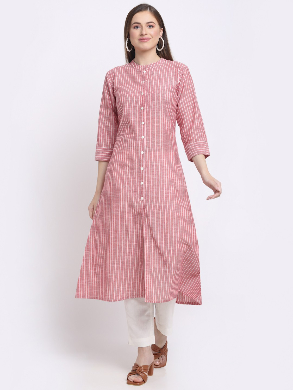 Image of GREYSHADE Floral Print Pure Cotton Straight Kurta for Women (Multicolor)