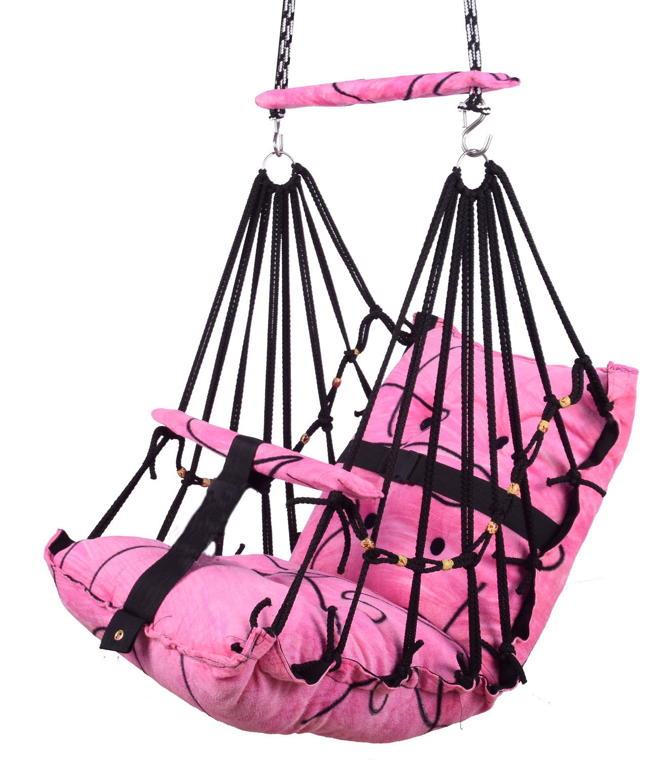 Image of Toytoria Cotton Baby Swing 1 to 6 Year Folding & Washable With Safety Belt baby chair Swings (Pink)