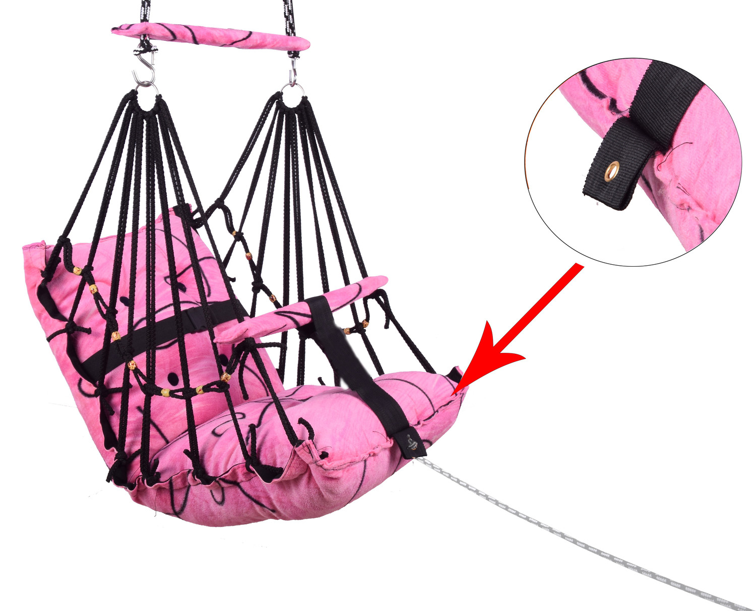 Image of Toytoria Cotton Baby Swing 1 to 6 Year Folding & Washable With Safety Belt baby chair Swings (Pink)