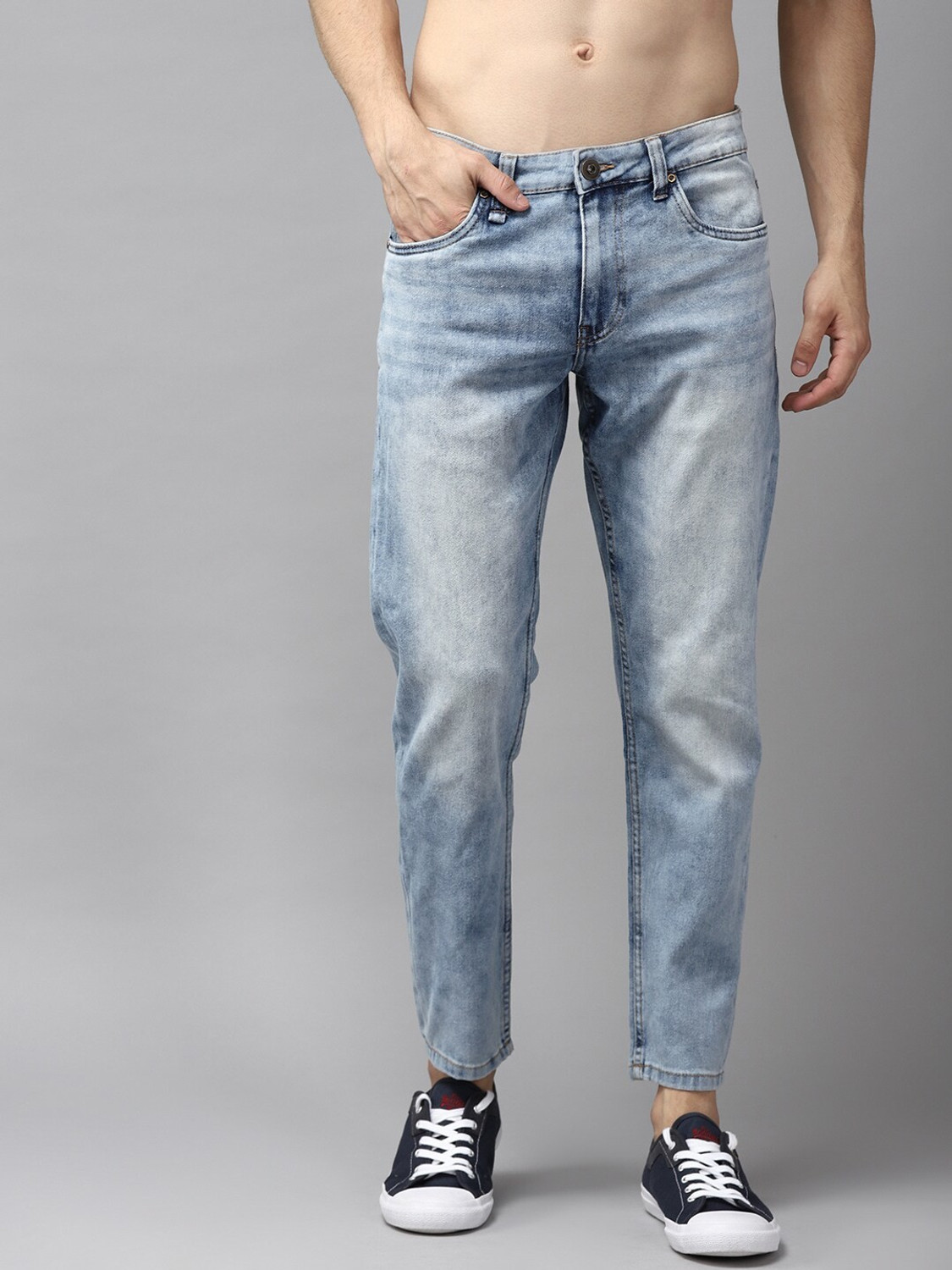 Image of Roadster Men Slim Mid Rise Dark Blue Jeans