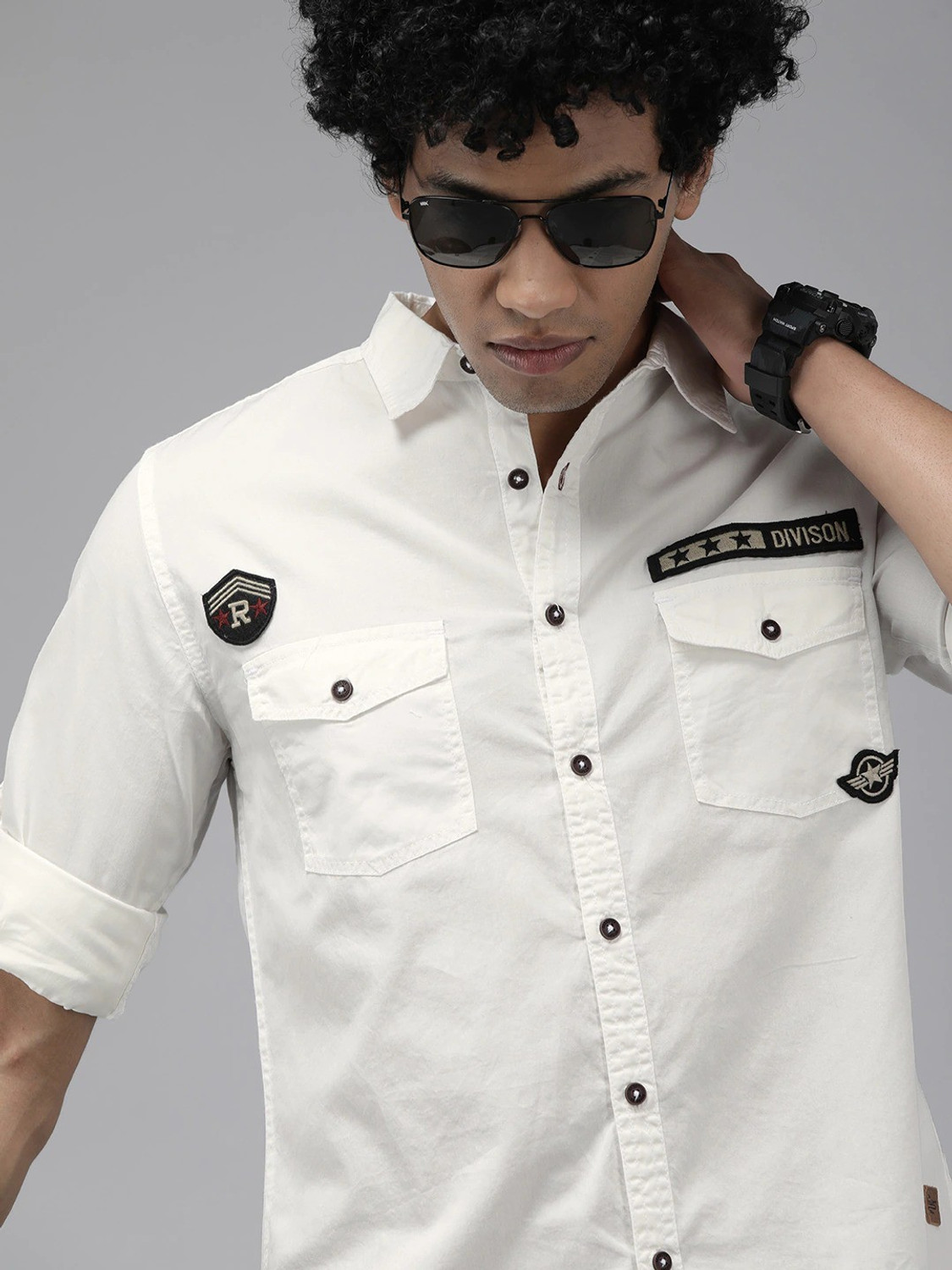 Image of Roadster Men Regular Fit Solid Spread Collar Casual Shirt