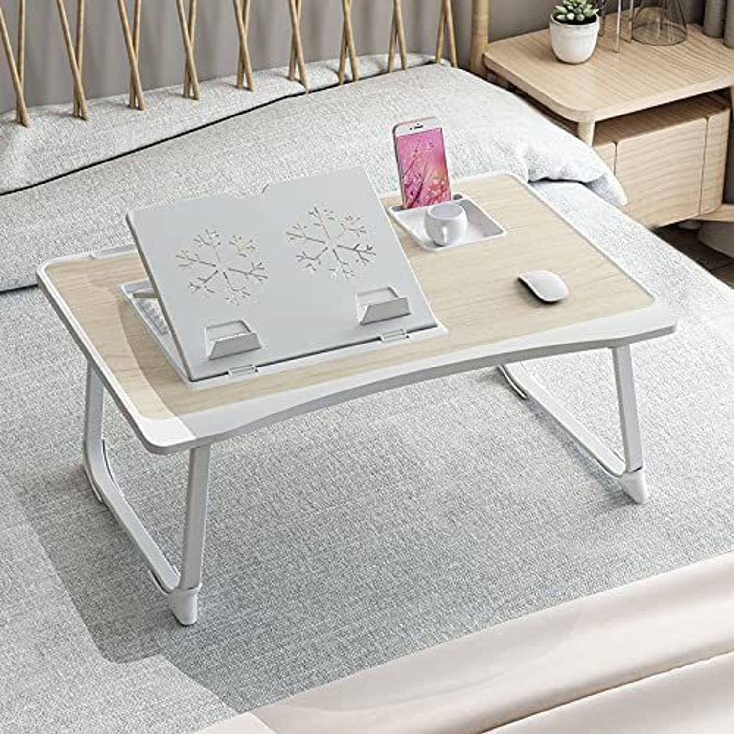 Image of Flipkart Perfect Homes Studio Wood Portable Laptop Table (Finish Color - BEIGE)