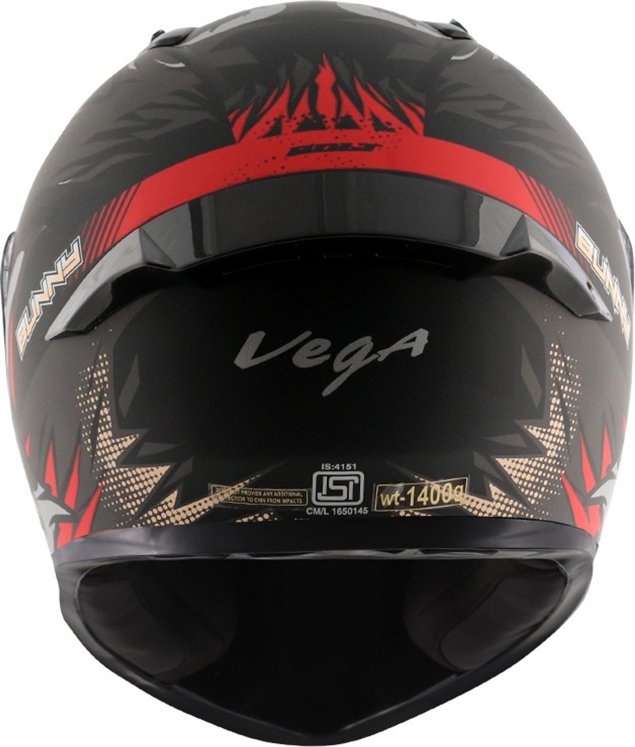 Image of CR Decals Designs Vega Bolt Bunny Motorbike Helmet (Black, Red)