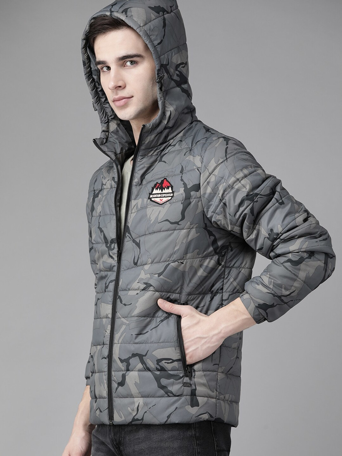 Image of Roadster Men Printed Padded Jacket