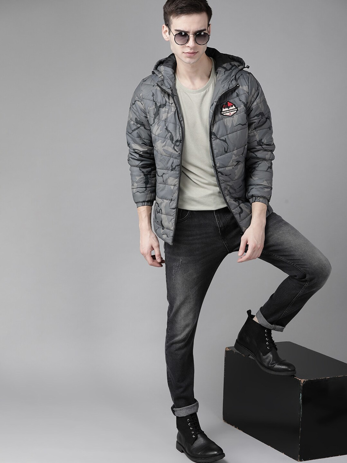 Image of Roadster Men Printed Padded Jacket