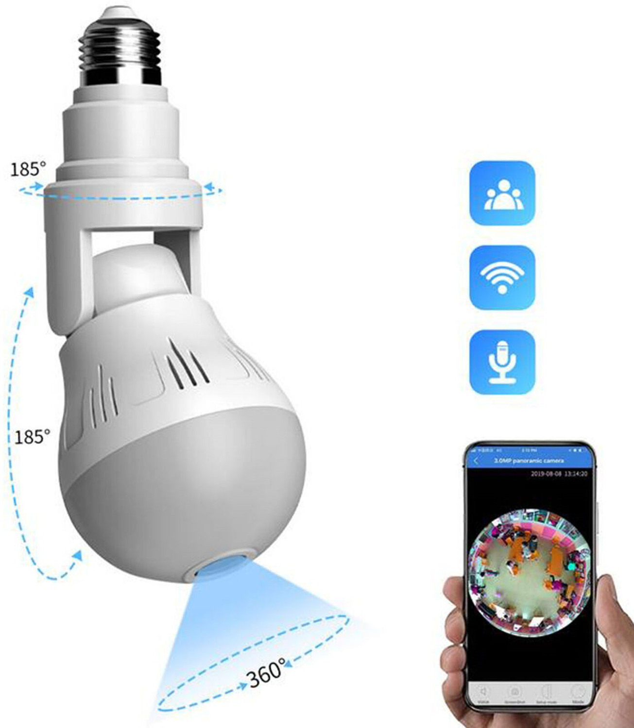 Image of OSHSIZ Ip Network Night Vision Spy 360 Cctv Camera Wifi Ptz Camera Light Bulb Security Camera (64 GB, 1 Channel)