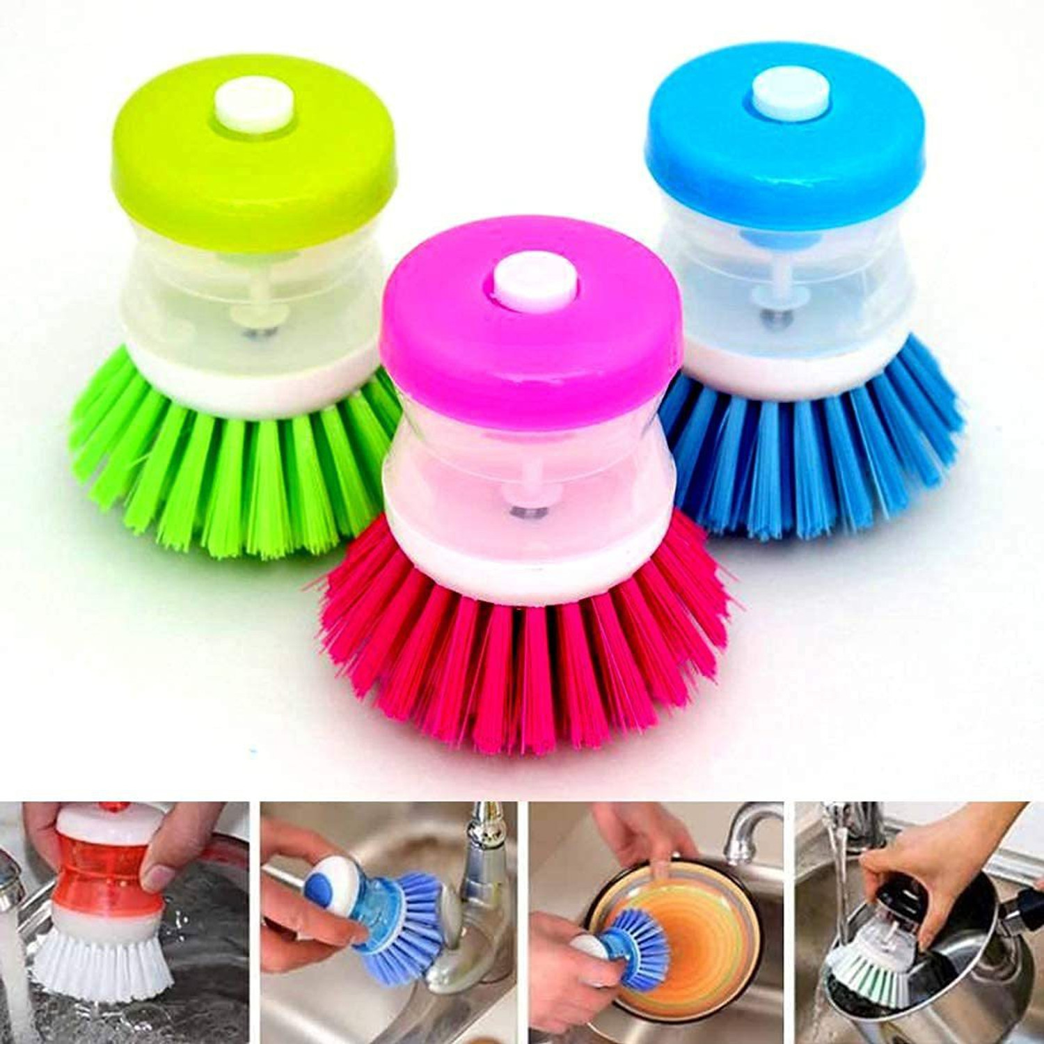 Image of KASHTHBHANJAN Self-Cleaning Anti-Static Massage Comb - 4-in-1 Detangling Hairbrush Plastic Wet Brush (Multicolor)