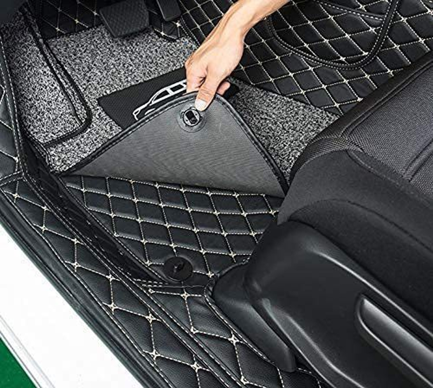 Image of Footsace Leather 7D Mat For Maruti Suzuki Ignis (Silver)