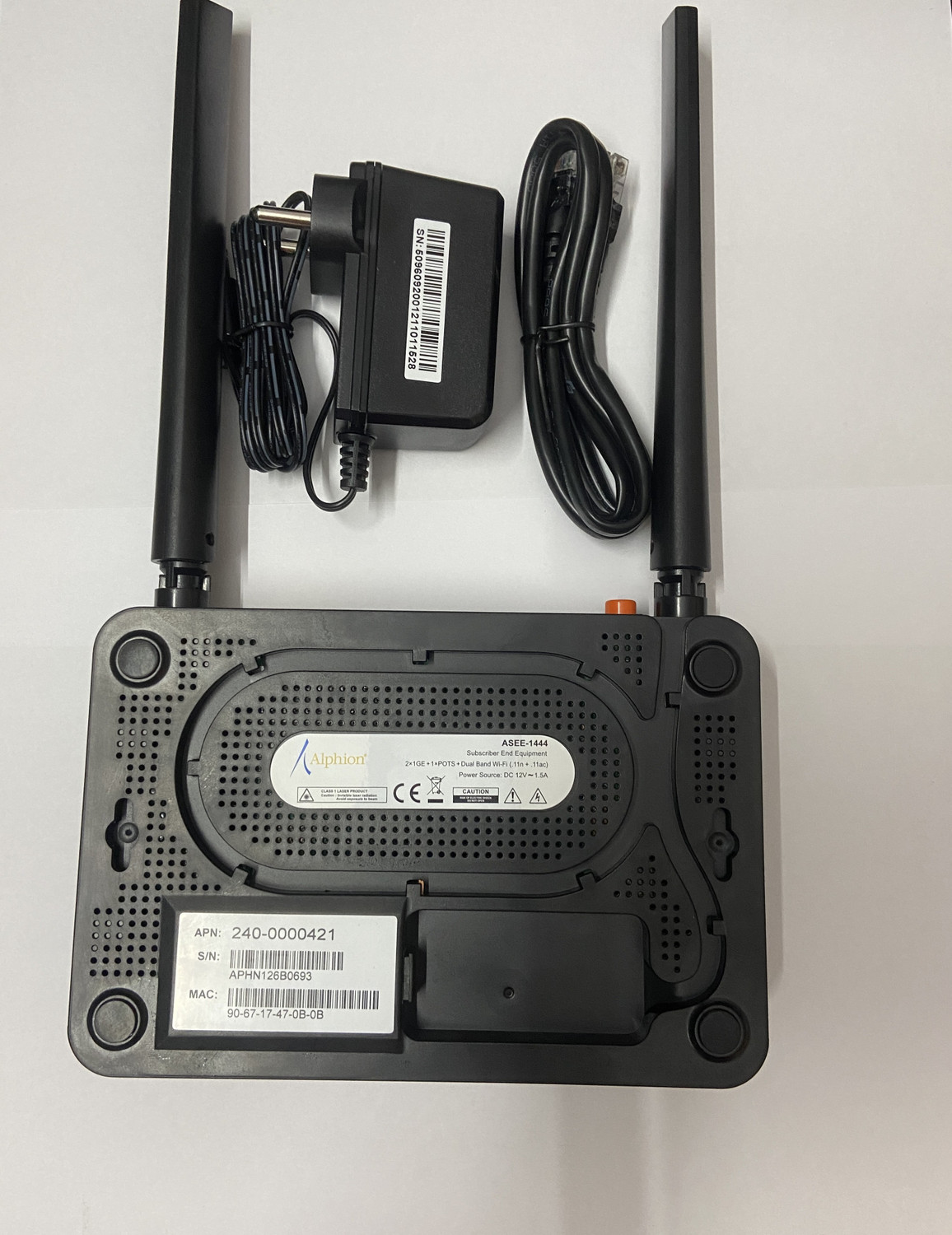 Image of alphion ASEEE-1444 ONT GPON AND EPON Wireless Router 5 GHz, 2.4 GHz 1200 Mbps Wifi Speed Dual Band External Antenna Access Point Mode, Ethernet (Cable Broadband), Both (Ethernet and ADSL) (Black)
