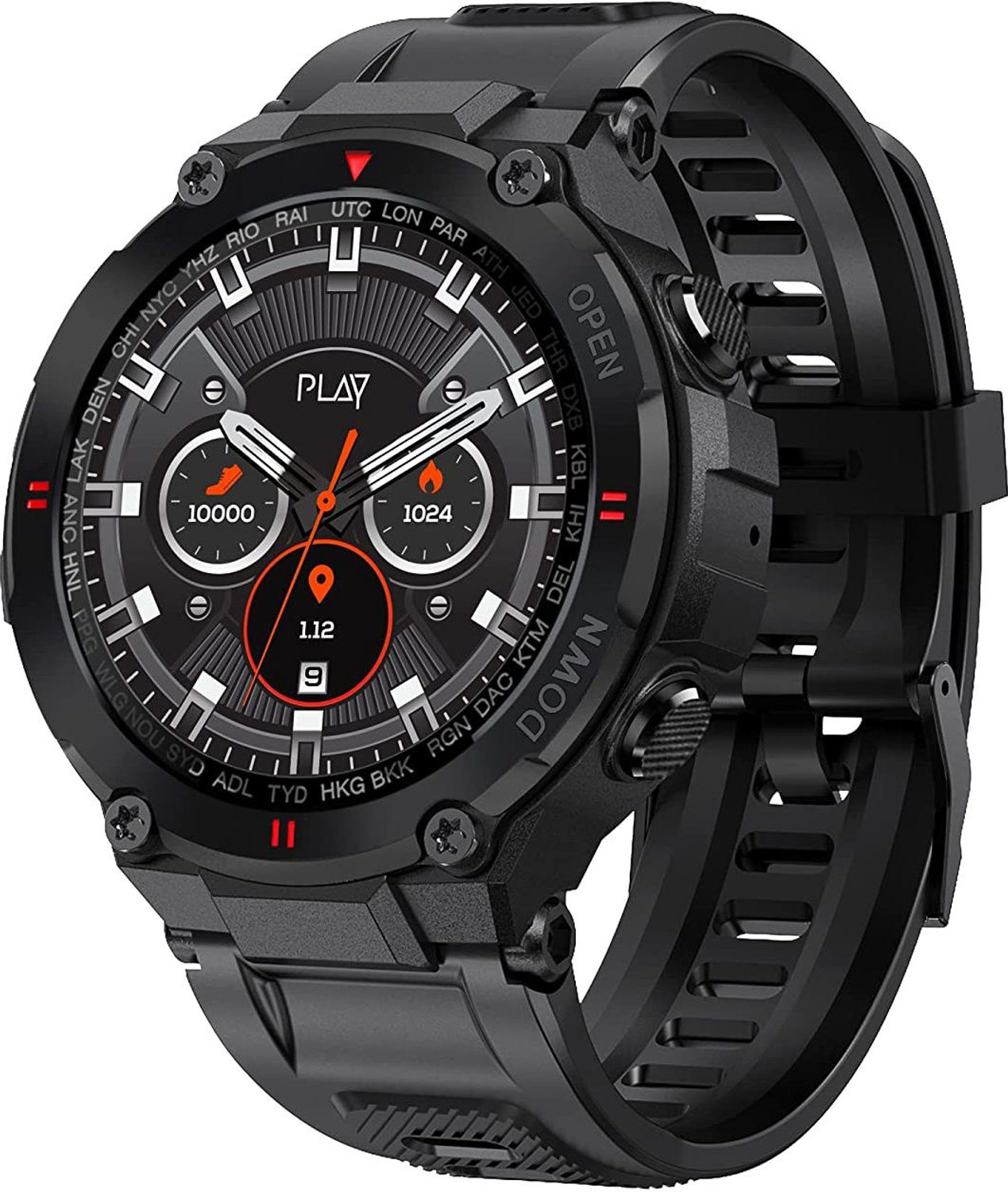 Image of PLAY PLAYFIT SW85 (Galaxy Black) Smartwatch (Black Strap, M)