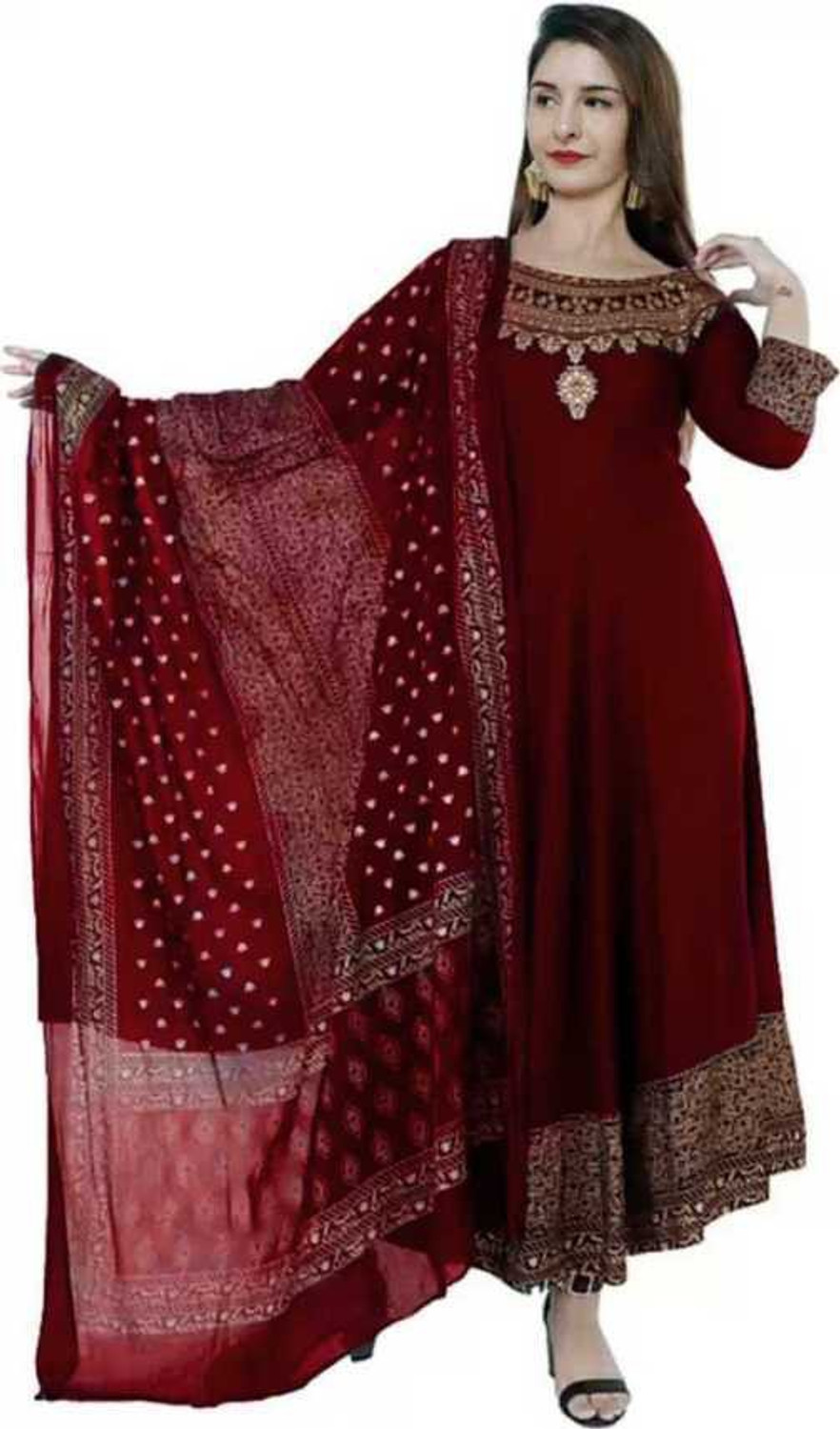 Image of NIKORA Women Viscose Rayon Kurta Dupatta Set