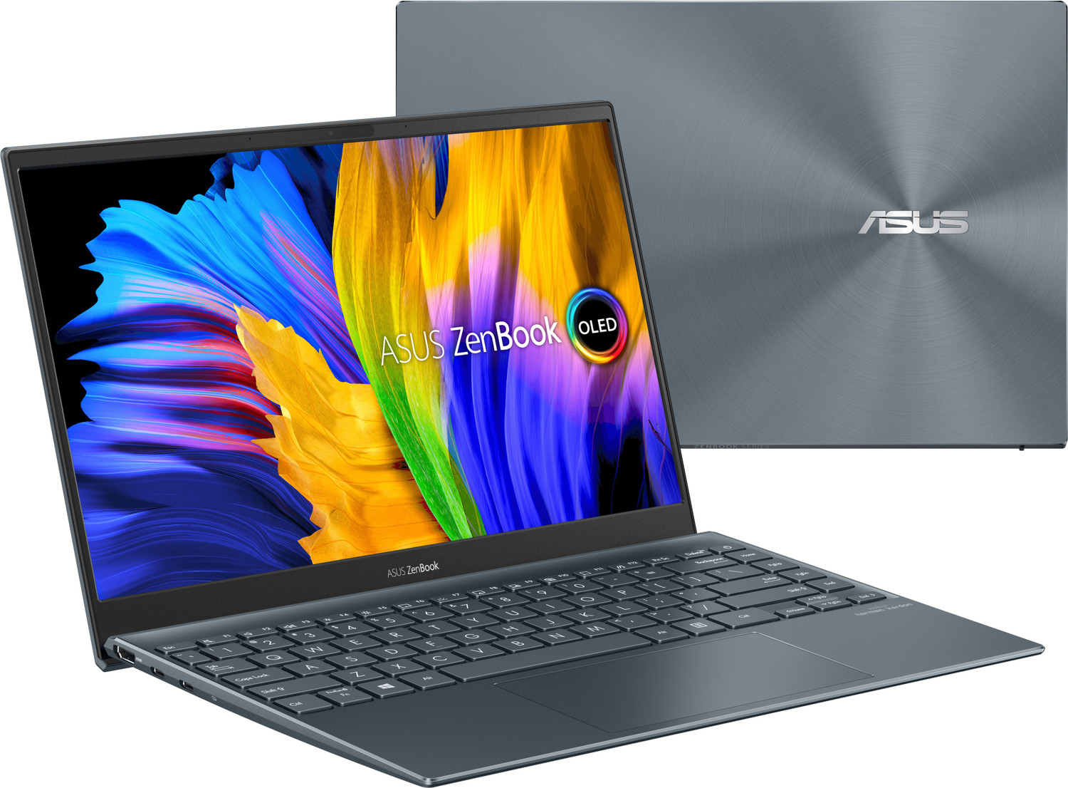 Image of ASUS Zenbook AMD Ryzen 5 Hexa Core 5600U - (16 GB /512 GB SSD /Windows 10 Home) UM325SA-KG512S Thin and Light Laptop (13.3 Inch, Pine Grey, 1.14 Kg, With MS Office)