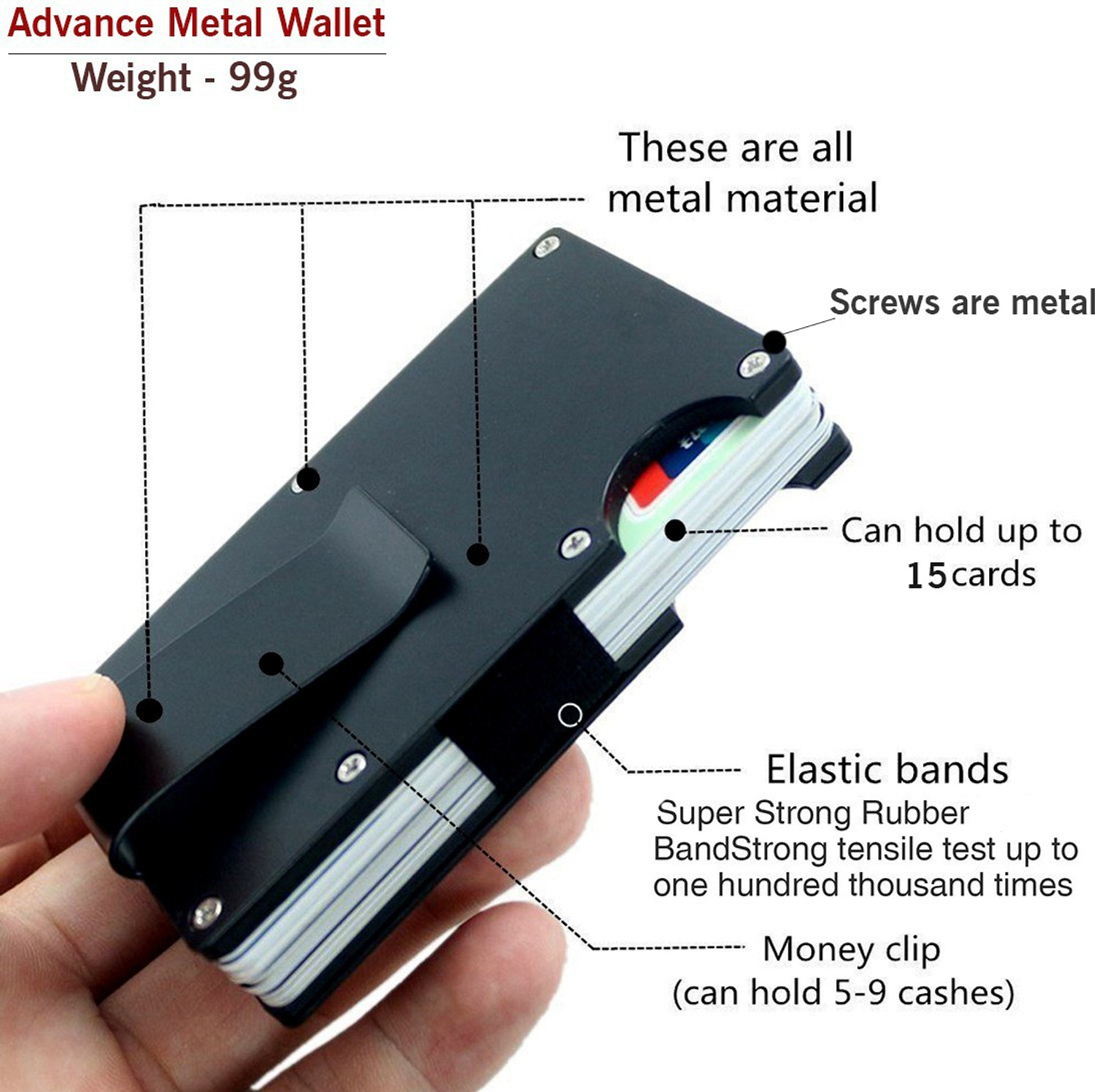 Image of StealODeal Black Metal Case Money Clip With Red Water Resistant 15 Card Holder (Set of 2, Red, Black)