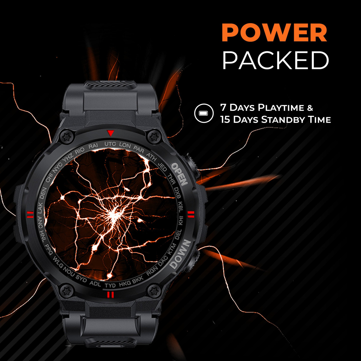 Image of PLAY PLAYFIT SW85 (Galaxy Black) Smartwatch (Black Strap, M)
