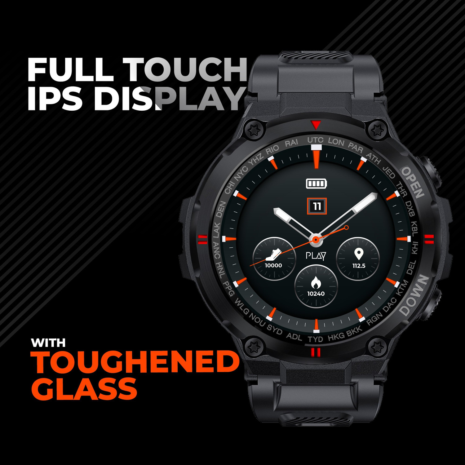 Image of PLAY PLAYFIT SW85 (Galaxy Black) Smartwatch (Black Strap, M)