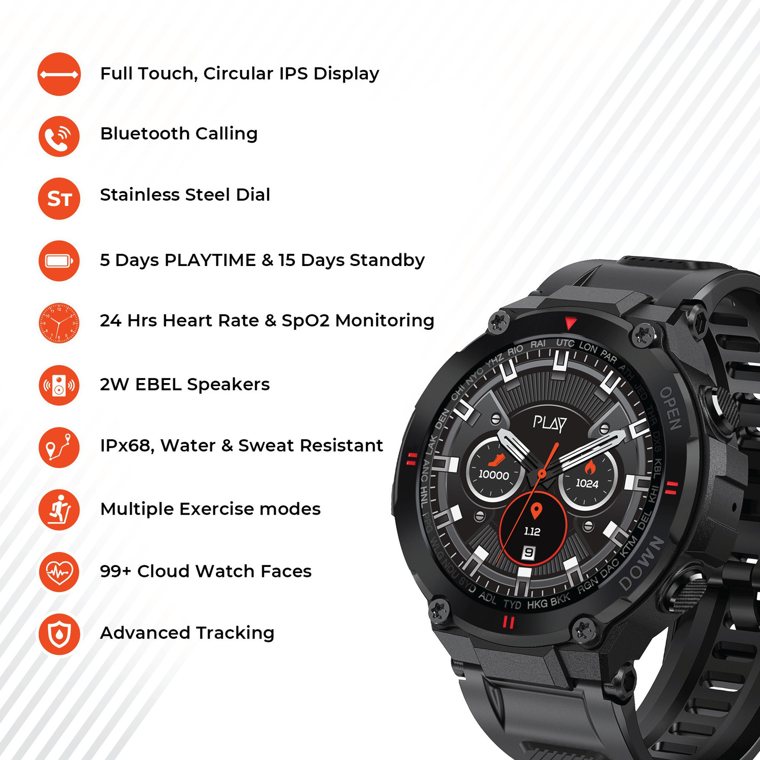 Image of PLAY PLAYFIT SW85 (Galaxy Black) Smartwatch (Black Strap, M)