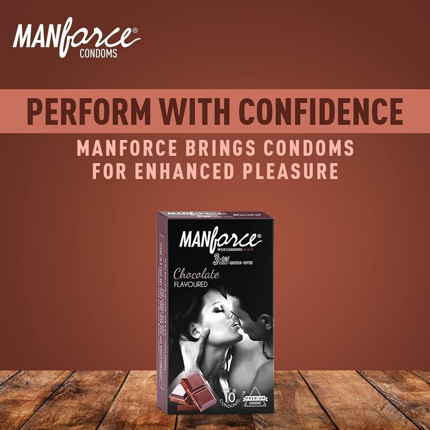 Image of MANFORCE Ignite Apple-peach Flavoured Extra Dotted Box Condoms - 10 Pieces & Chocolate flavor condom - 10 Pieces Condom (Set of 2, 20 Sheets)