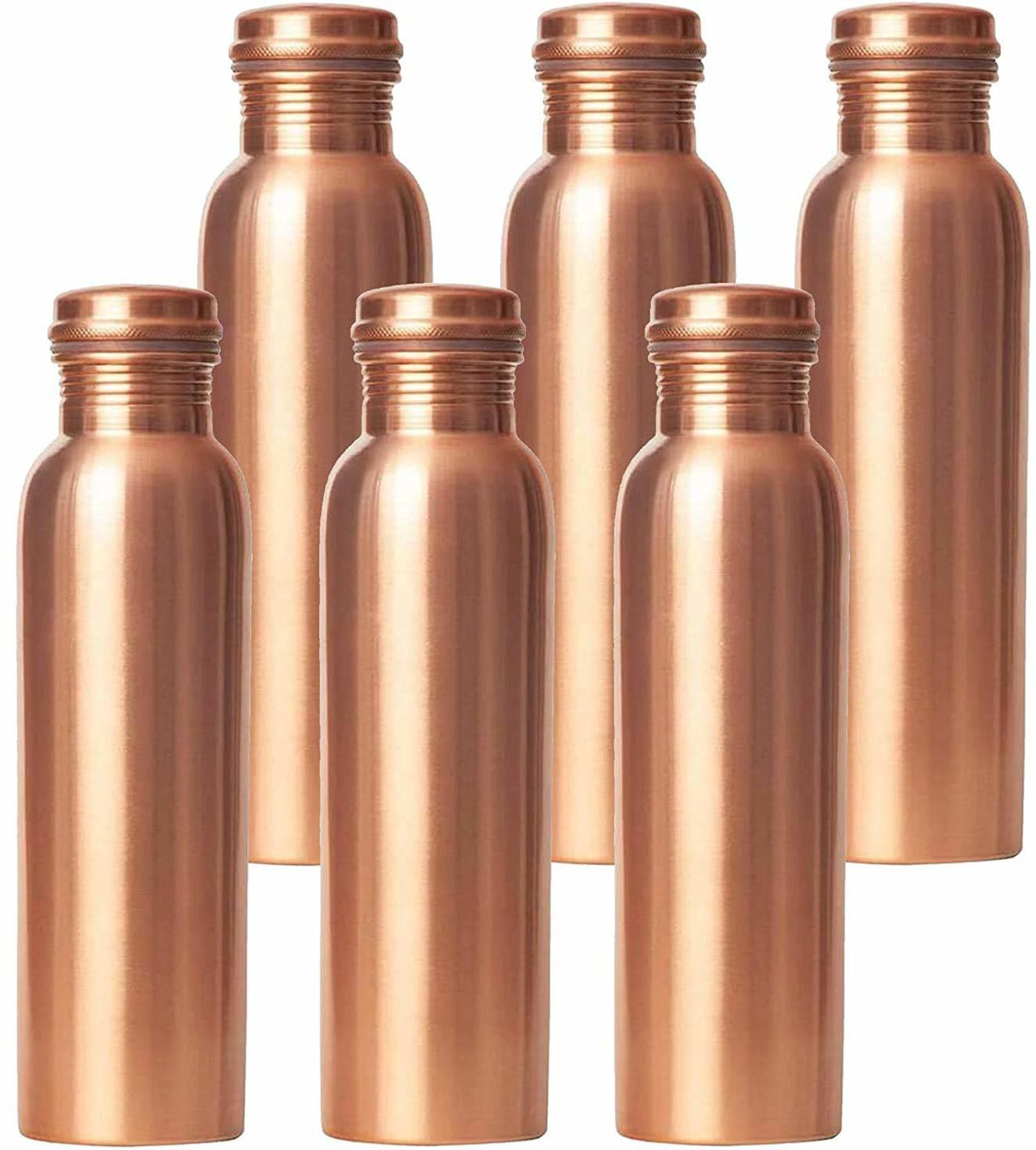 Image of GOLDEN VALLEY Pure Copper Water Bottle No Joint, 100% 950 ML Set of 6 950 ml Copper Bottle (Pack of 6, Copper)