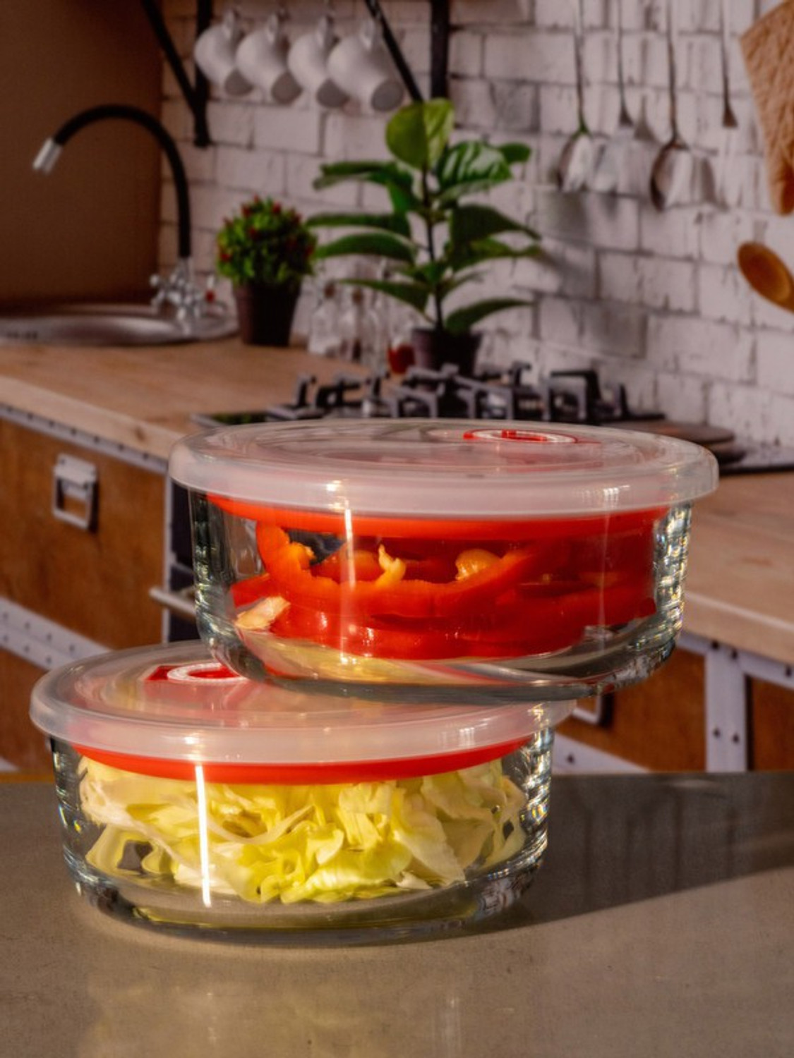 Image of Goodhomes Glass Cookie Jar - 1100 ml (Pack of 2, Clear)
