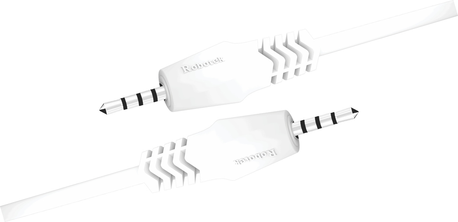 Image of Robotek AUX Cable 2 m AC 02 (2 MTR) (Compatible with Premium Stereo Devices, White, 3.5mm Jack To 3.5mm)