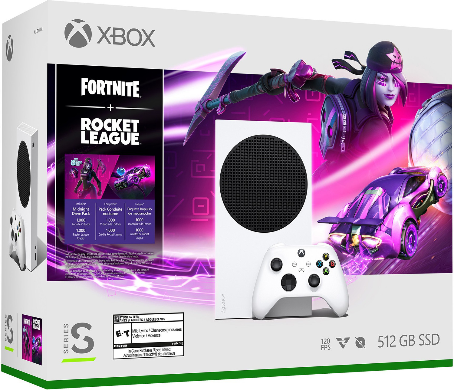 Image of MICROSOFT Xbox Series S 512 GB with Fortnite game (digital code) & Rocket League game (digital code) (White)