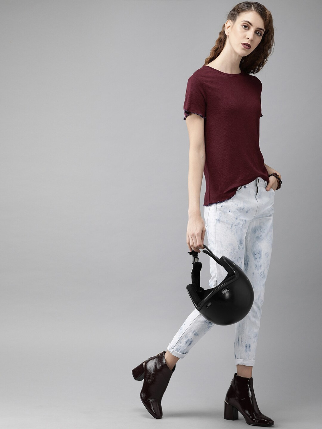 Image of Roadster Casual Regular Sleeves Solid Women Maroon Top