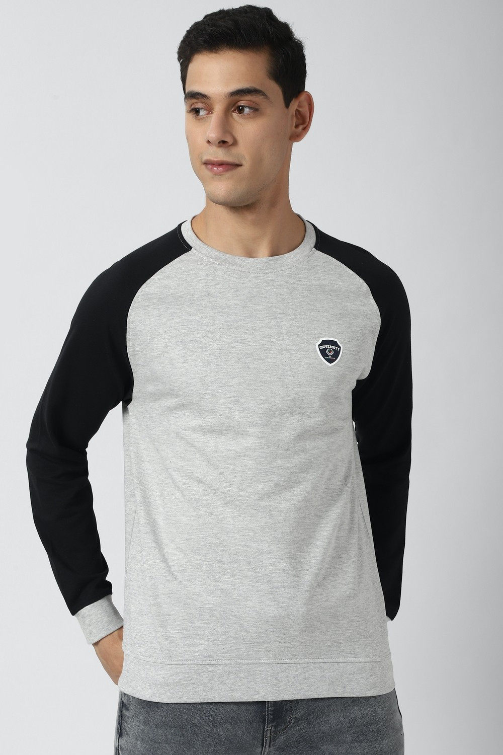 Image of PETER ENGLAND Men Full Sleeve Color Block Sweatshirt
