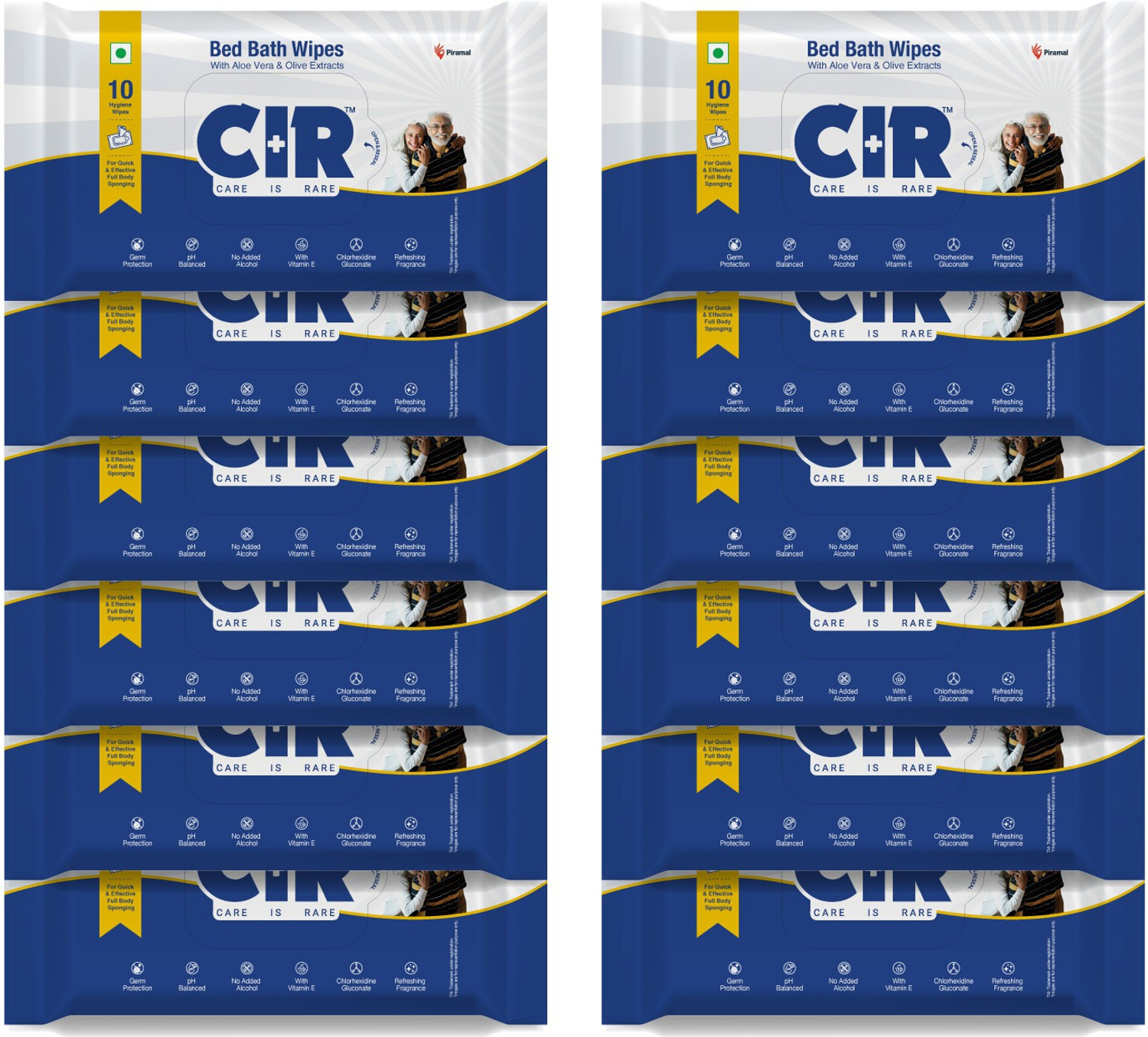 Image of CIR Soft Body Cleansing Wet Bed Bath Wipes for Adults | Body Sponging | Extra Large, 10 Wipes /Pack of 12 (120 Wipes)