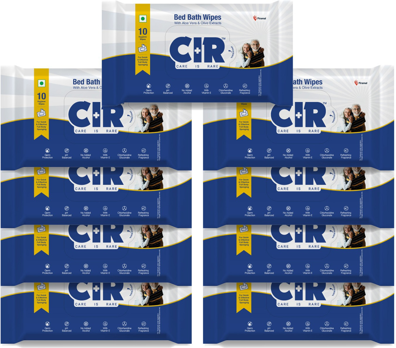 Image of CIR Soft Body Cleansing Wet Bed Bath Wipes for Adults | Body Sponging | Extra Large, 10 Wipes /Pack of 9 (90 Wipes)