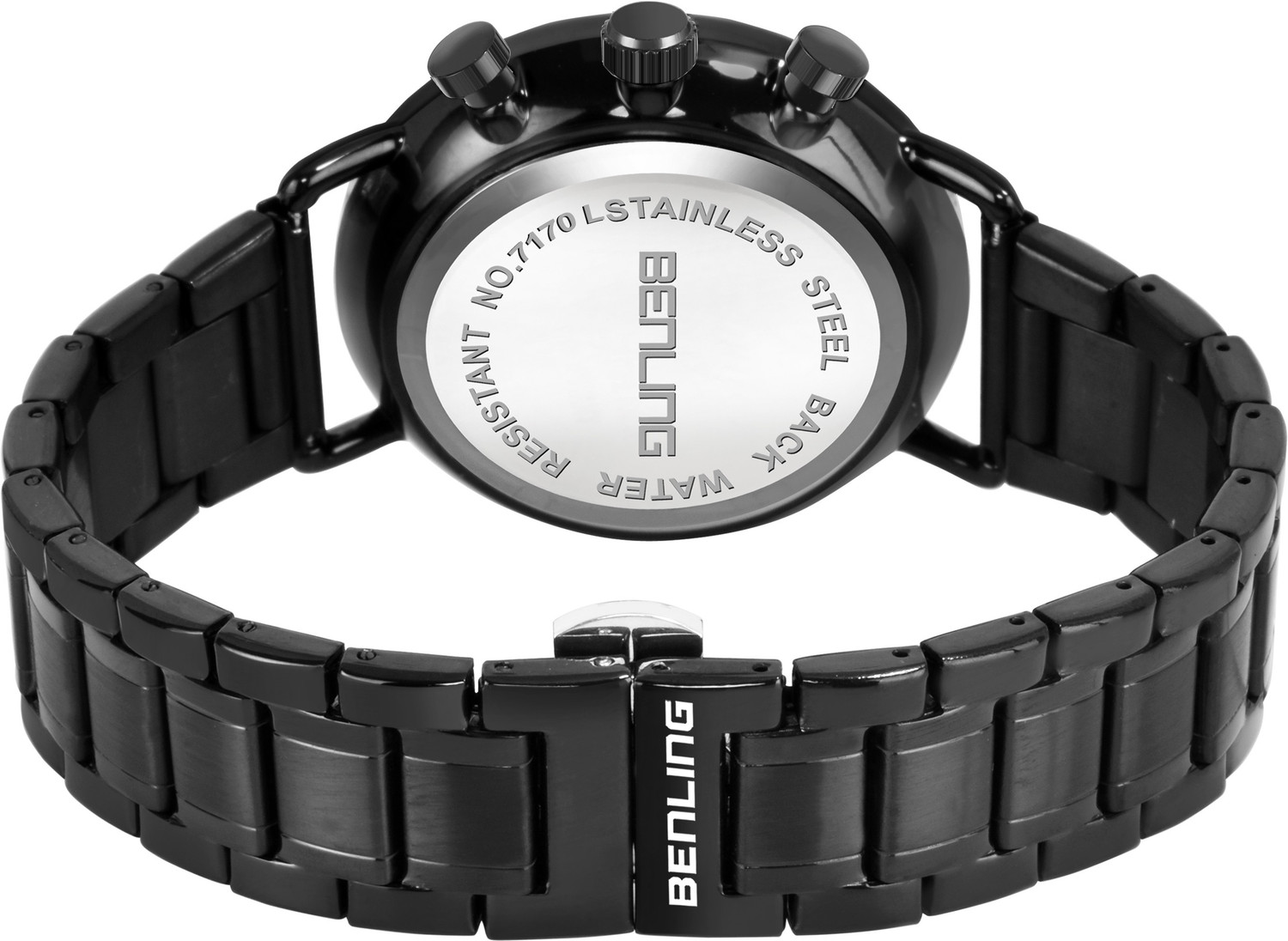 Image of Benling Ion Plating Stainless Steel Chain Formal | Casual | Party Watch for Boys & Men Analog Watch - For Men BL-1033-GRY-WYT-BLK Chronograph Date Display Watch 38.7MM Dial