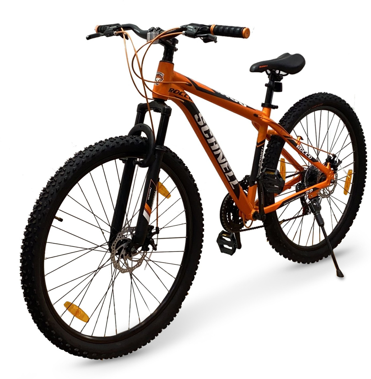 Image of CYCLOMAX SCHNELL ROCCO 29'T, 21 SPEED, D /Disk Break with Free Accessories Premium MTB 29 T (inch) Mountain /Hardtail Cycle (21 Gear, Orange, Only Front Suspension)