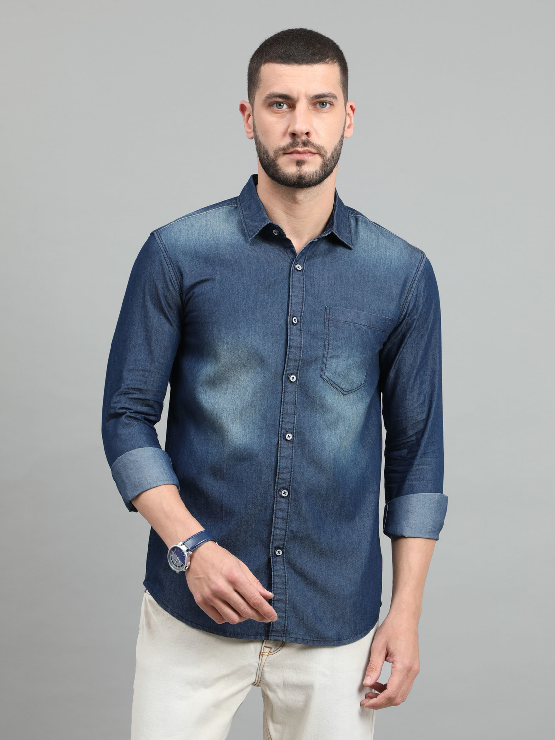 Image of nitti Men Regular Fit Solid Casual Shirt