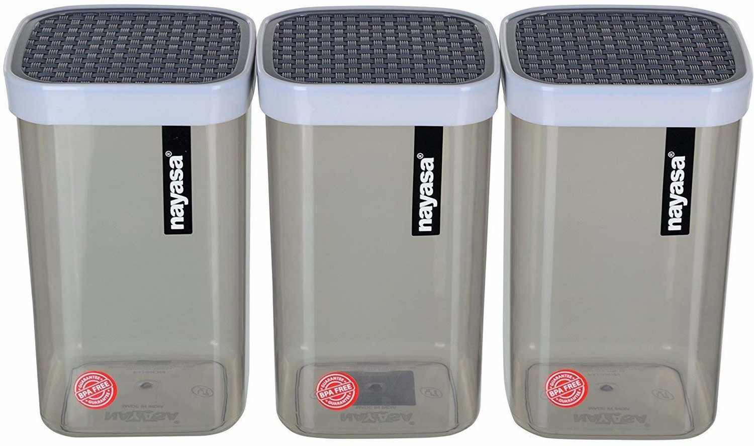 Image of NAYASA Plastic Bread Container - 550 ml (Pack of 4, Grey)