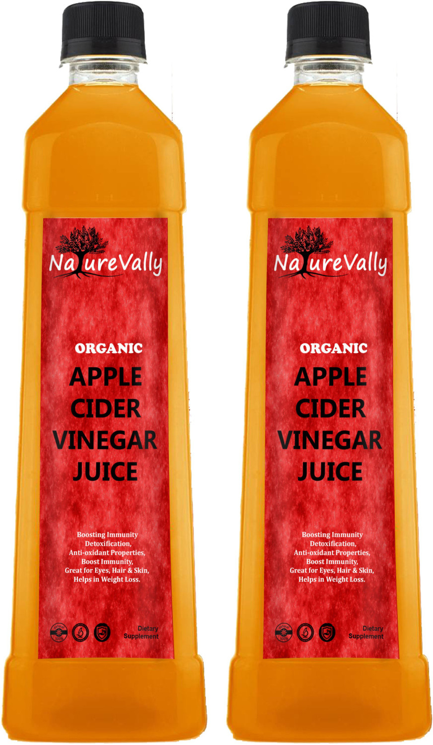 Image of NatureVally Organic Apple Cider Vinegar with mother for weight loss (SA384) Vinegar (2 x 500 ml)