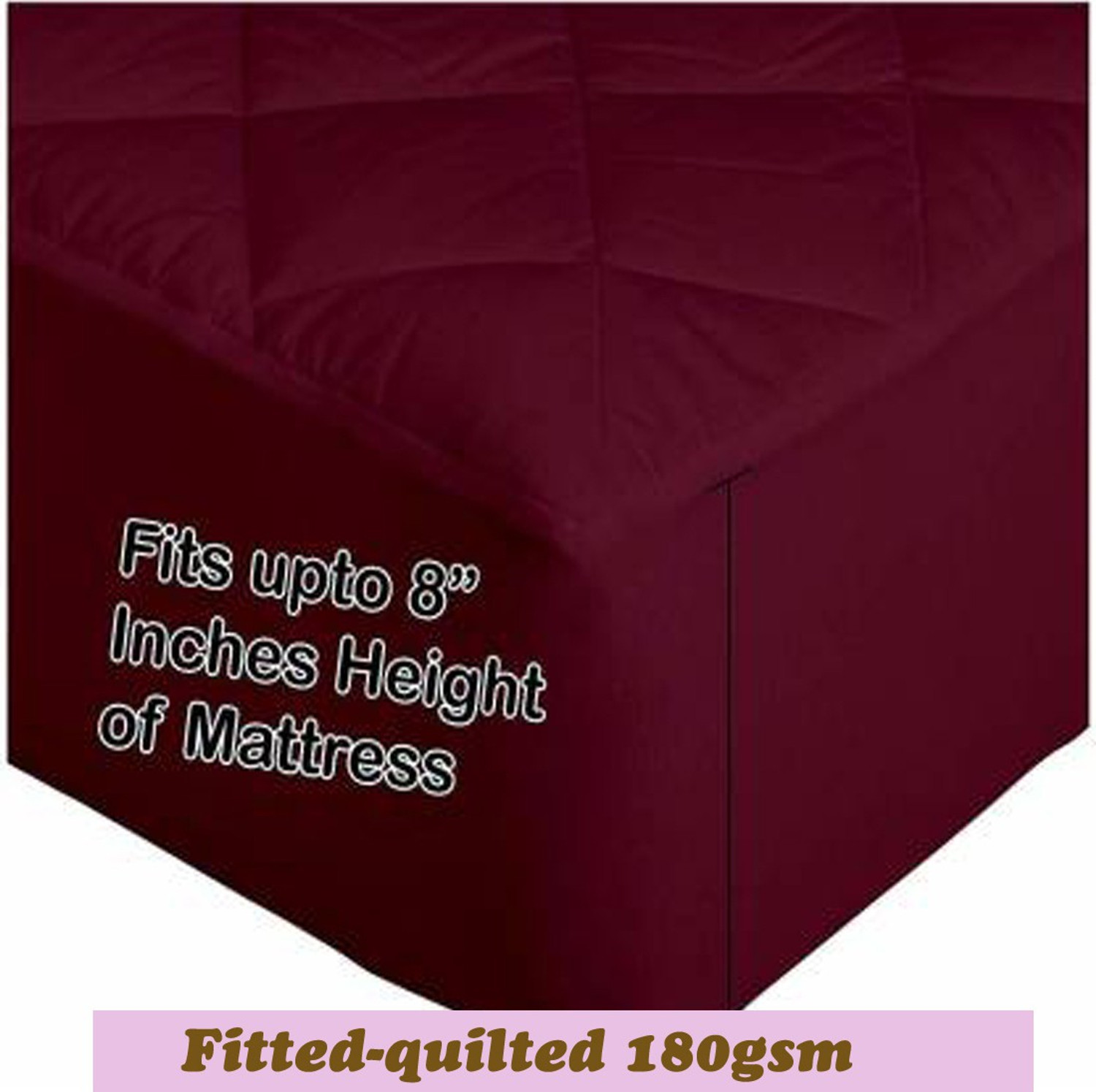 Image of CRAZY WORLD Double, Queen Size Fitted Nylon, Polyster Breathable, Stretchable, Waterproof Mattress Cover (182.88 cm x 152.4 cm, Maroon)