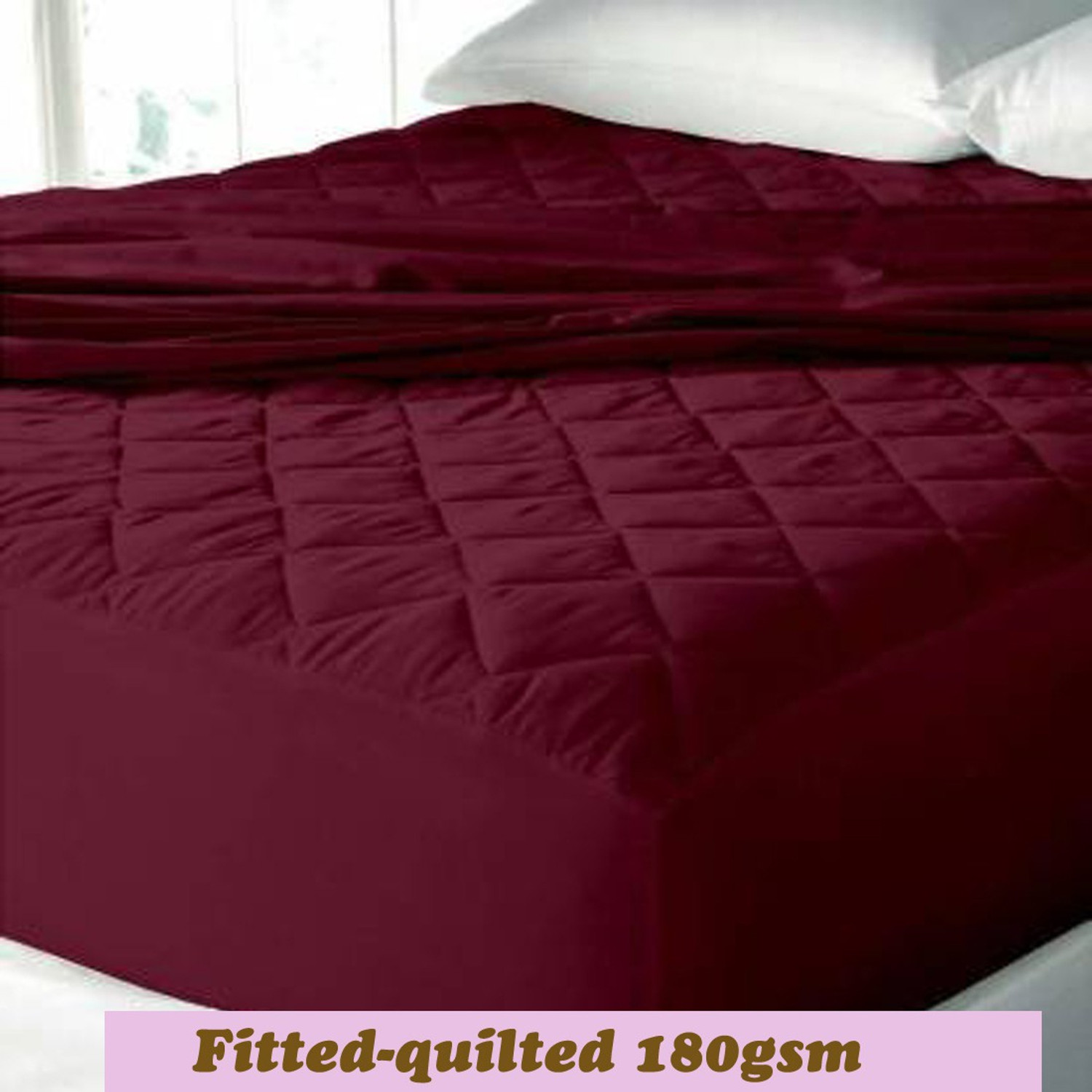 Image of CRAZY WORLD Double, Queen Size Fitted Nylon, Polyster Breathable, Stretchable, Waterproof Mattress Cover (182.88 cm x 152.4 cm, Maroon)
