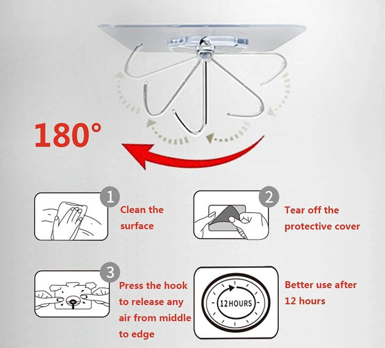 Image of RAVARIYA Set of 12 Adhesive Hooks for Wall Heavy Duty Self Adhesive Wall Hooks Hook 12 (Pack of 12)