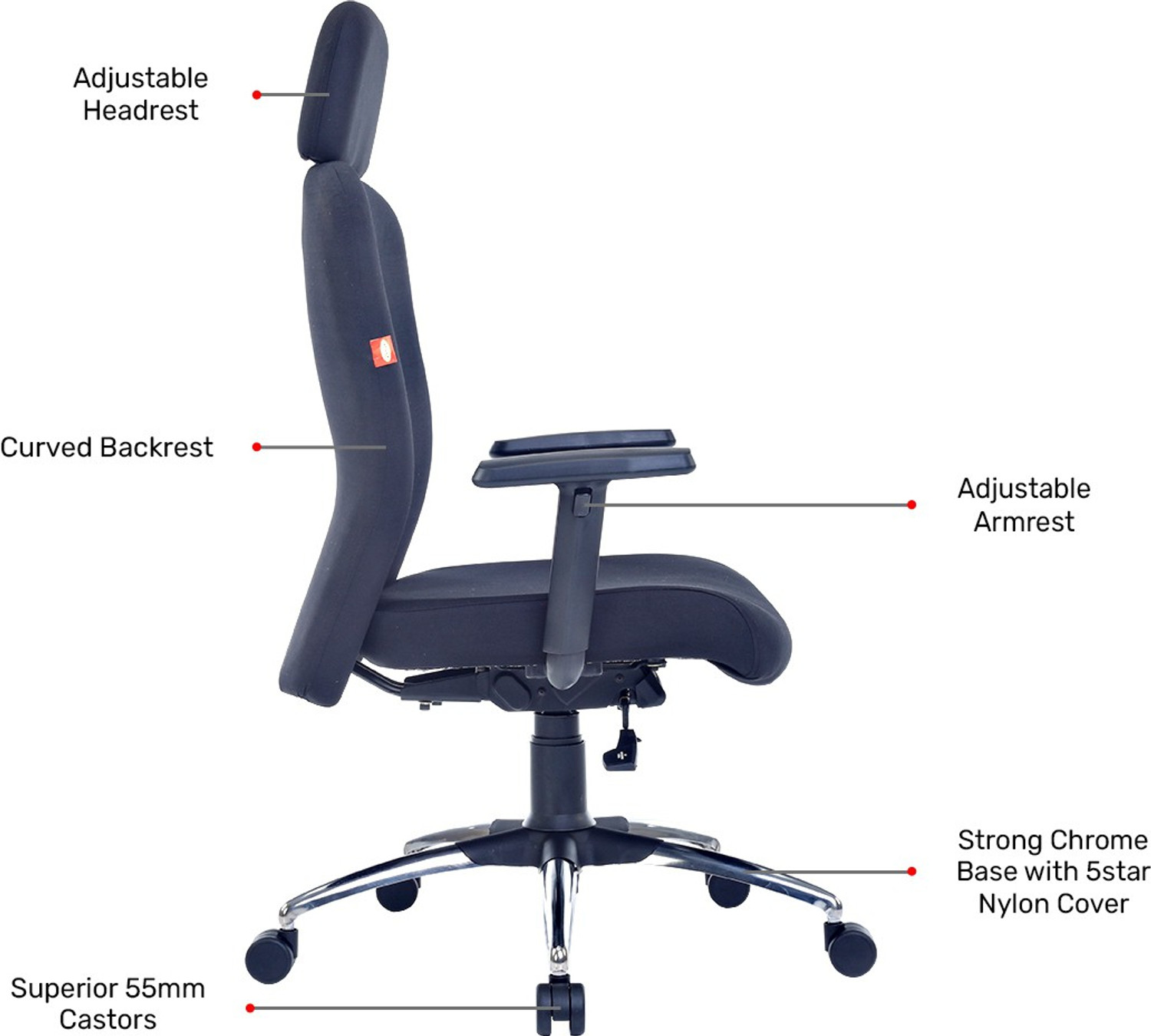 Image of Durian Oxford Premium High Back Fabric Office Arm Chair (Black, Knock Down)