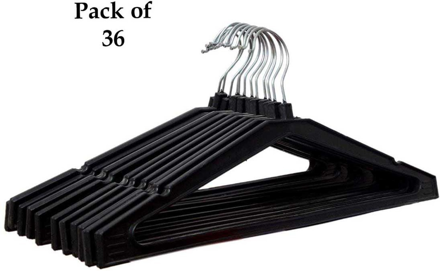 Image of Zollyss Plastic Hangers Heavy Duty Dry Wet Clothes Hangers with Non-Slip Plastic Coat Pack of 10 Hangers For Coat (Black)