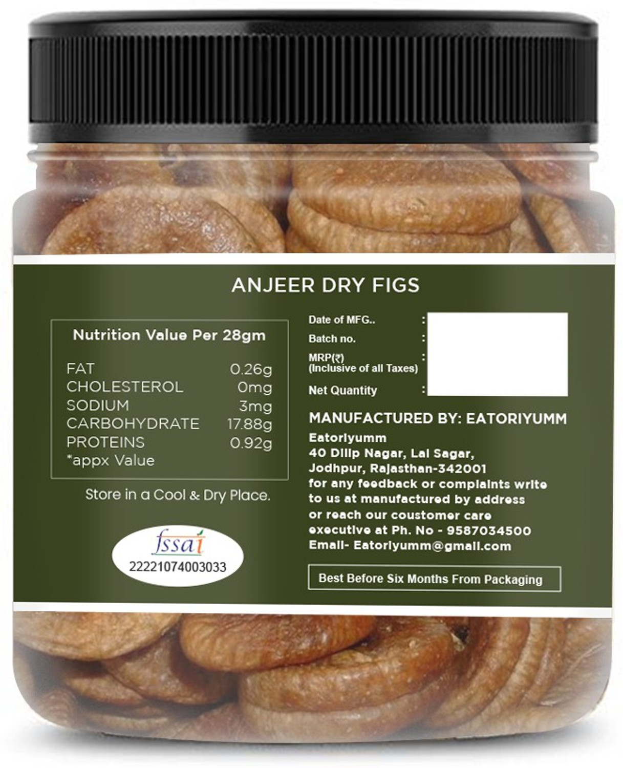 Image of Eatoriyumm Anjeer | Anjir (Medium Size) | Dry Figs (1 x 50 g)
