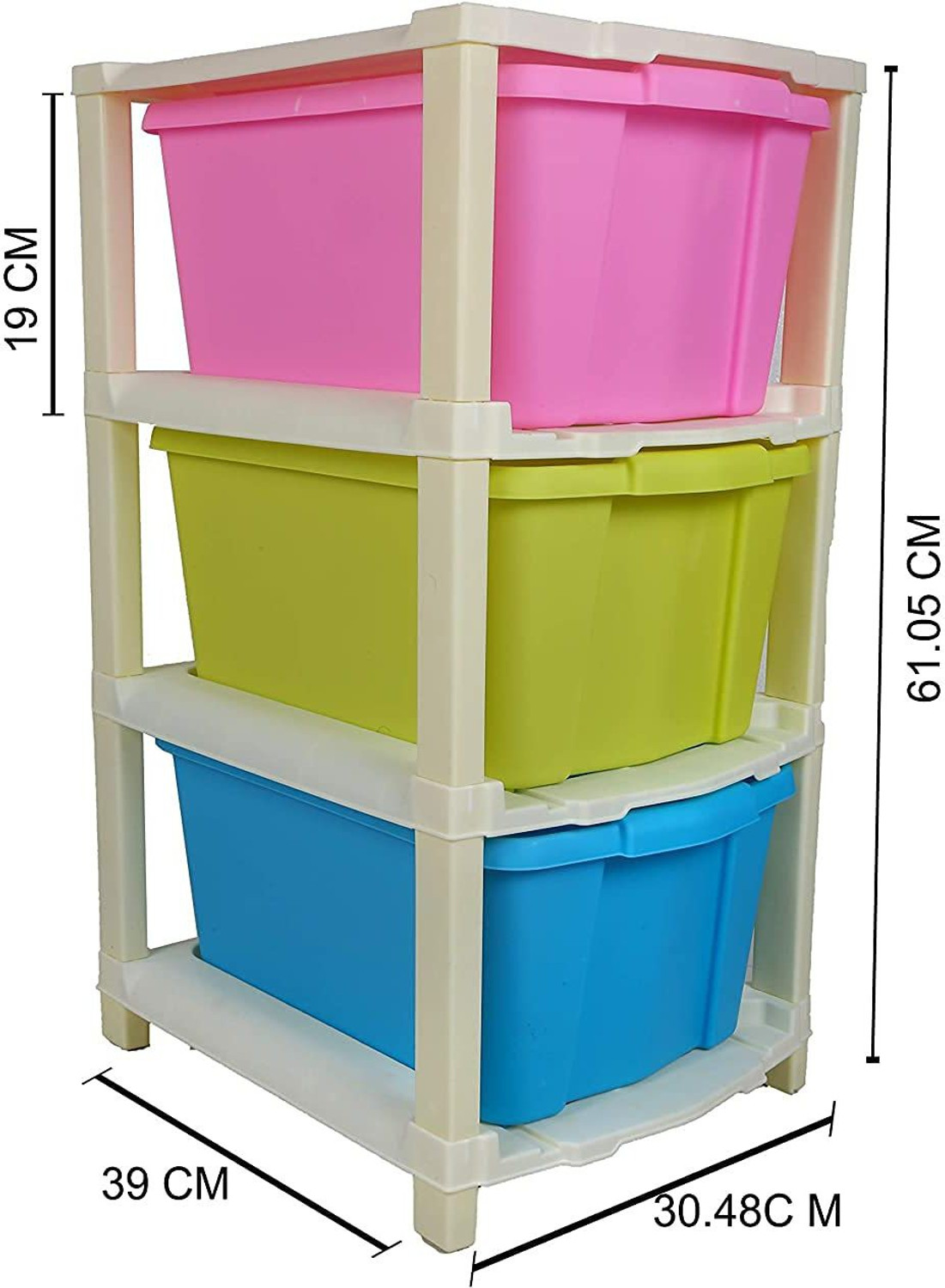 Image of vokay MULTI Layer Plastic Modular Basket Drawer Chest Storage Plastic Free Standing Cabinet (Finish Color - Multicolour, Pre-assembled)