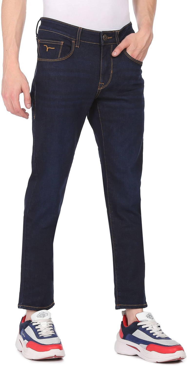 Image of FLYING MACHINE Men Slim Mid Rise Blue Jeans