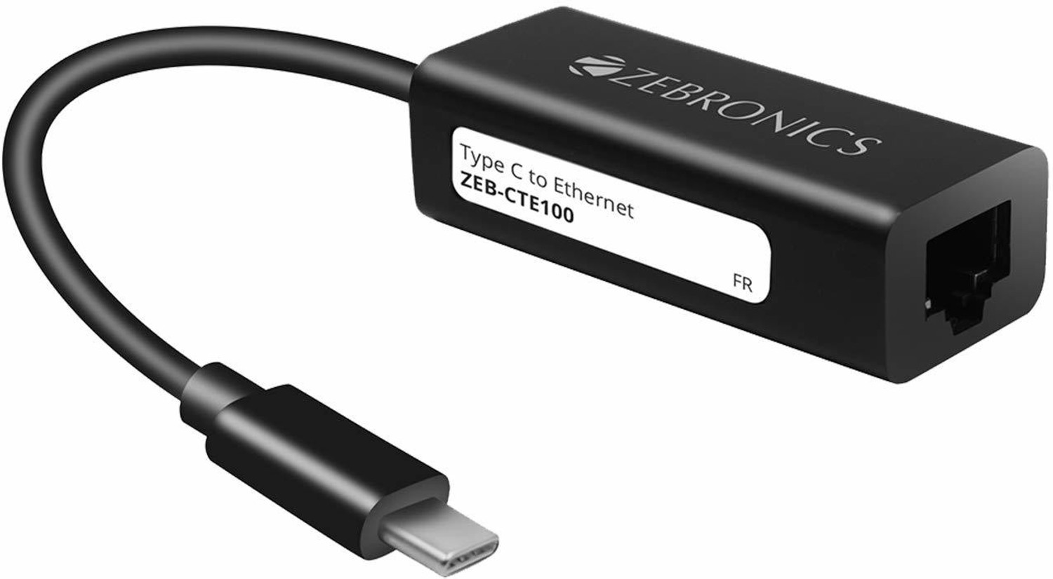 ZEBRONICS Zeb-CTE100 Type C to RJ45 Ethernet LAN Adapter - Image 1