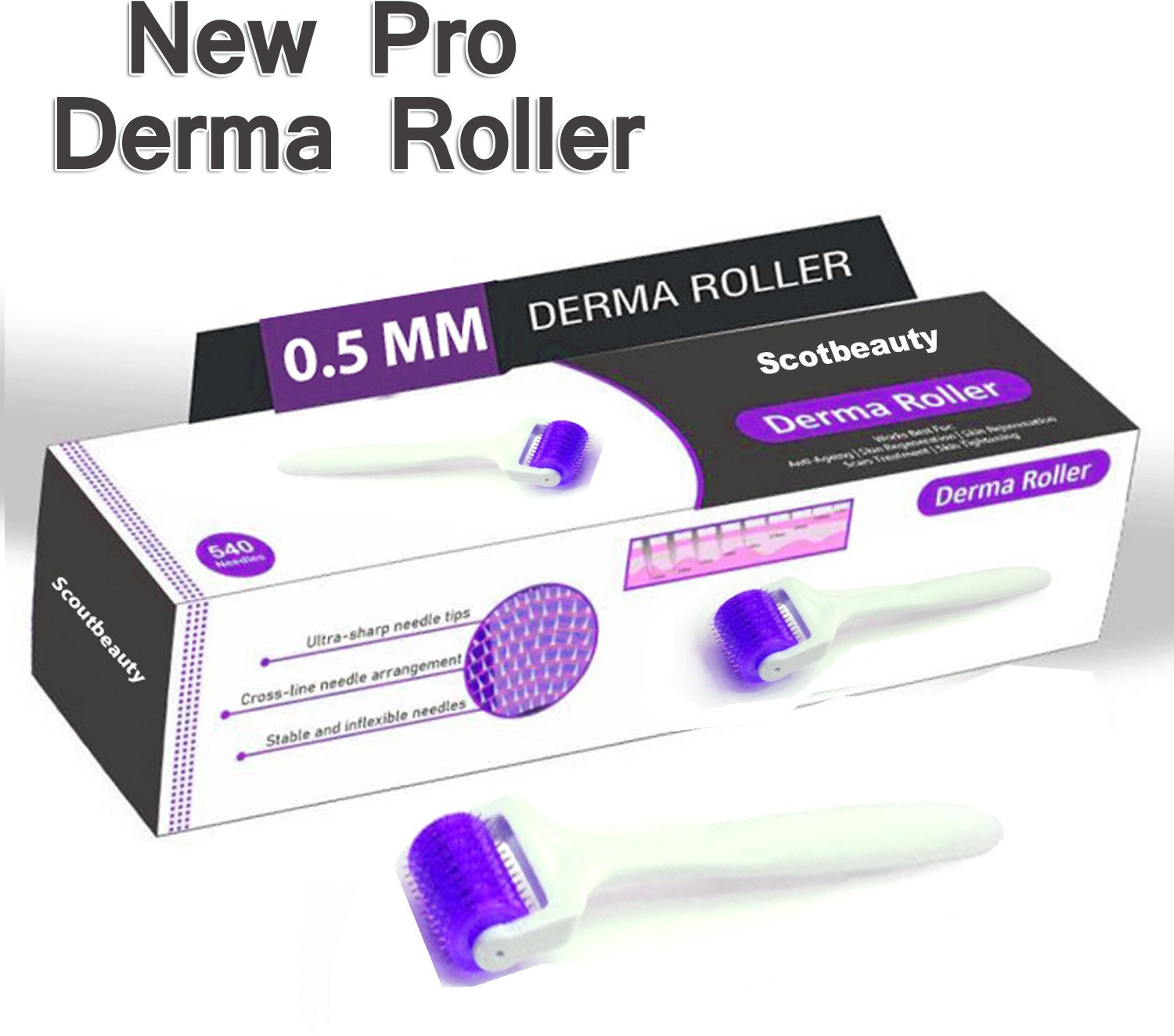 Image of scotbeauty Derma roller hair 0.5mm for Acne, Skin Hair Loss hair growth titanium roller (120 ml)