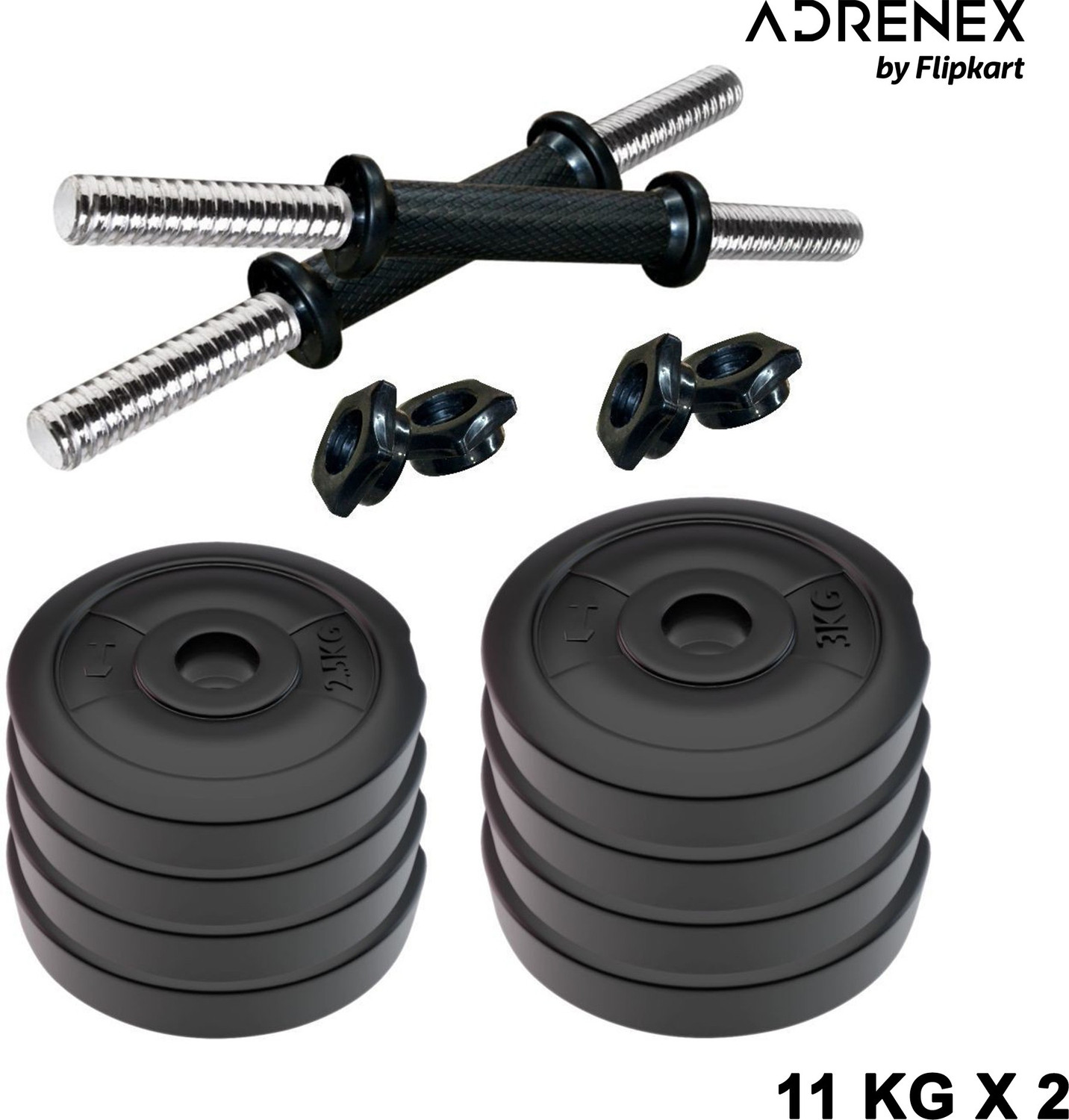 Image of Adrenex 40 Kg PVC Weight Plates with ONE Pair RODS Adjustable Dumbbell (40 kg)