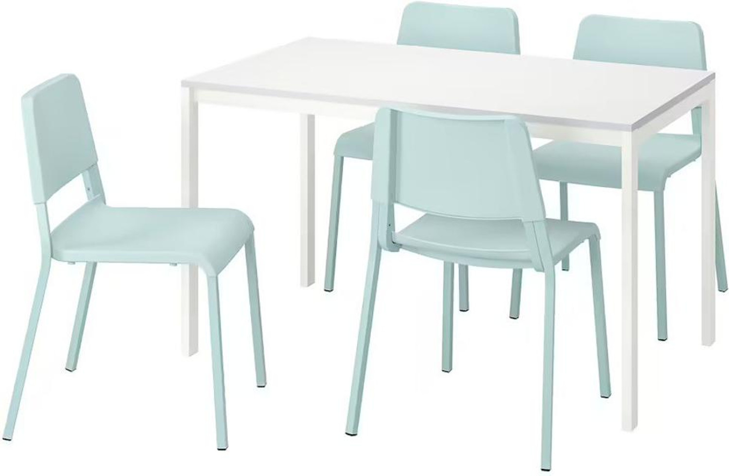 Image of IKEA Melltorp /Teodores Engineered Wood 4 Seater Dining Set (Finish Color -white, DIY(Do-It-Yourself))