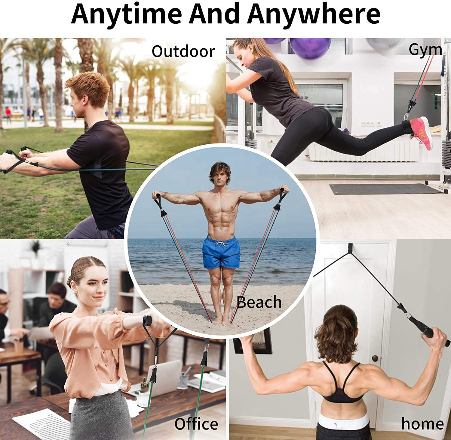 Image of LACOPINE Resistance Band Set Workout Bands Exercise Bands for Full Body Strength Training Resistance Band (Multicolor, Pack of 11)