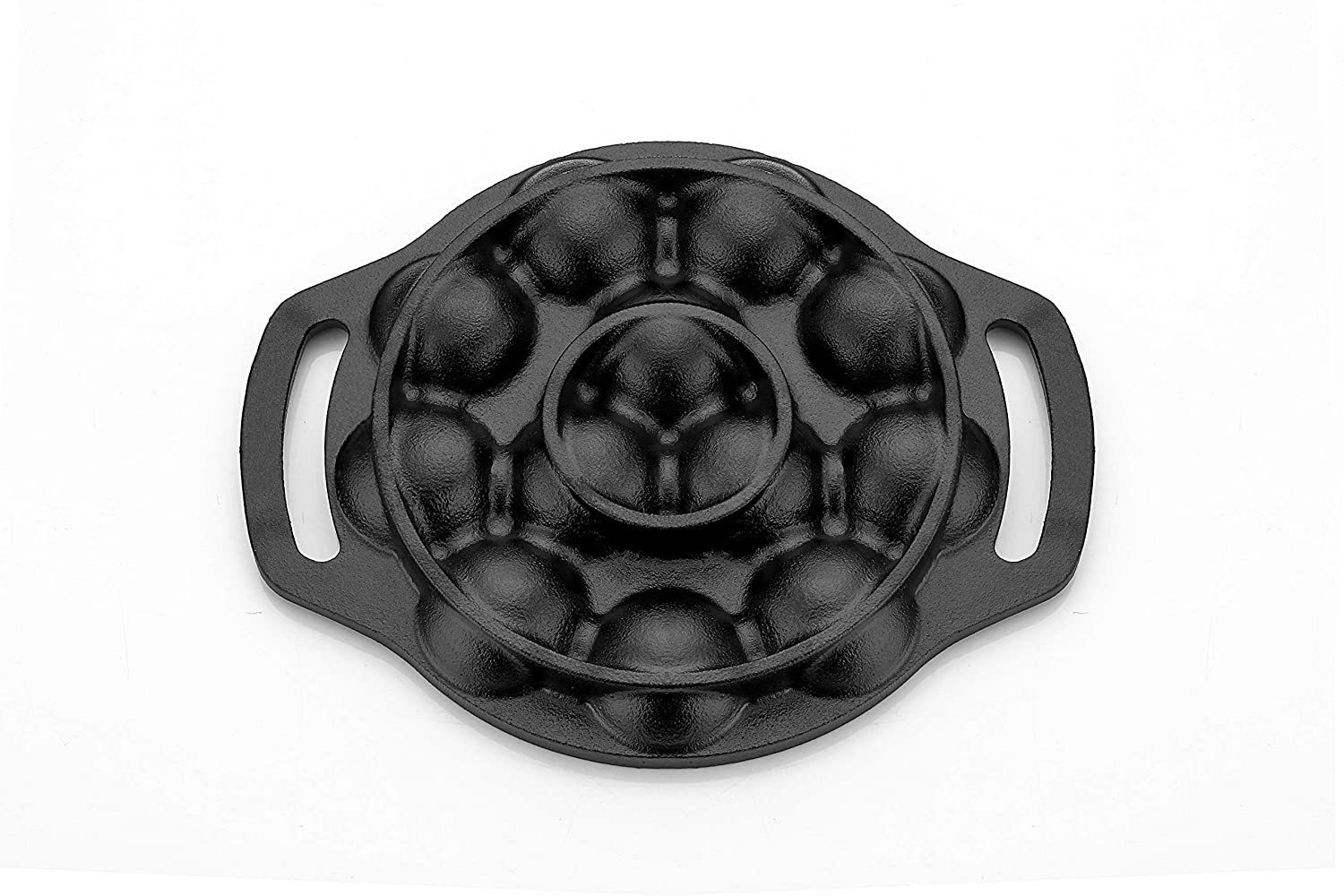 Image of VARUDI cast iron appam pan appe maker cast iron 12 cavity induction base non stick Pot 30 cm diameter 12 L capacity (Cast Iron, Non-stick, Induction Bottom)