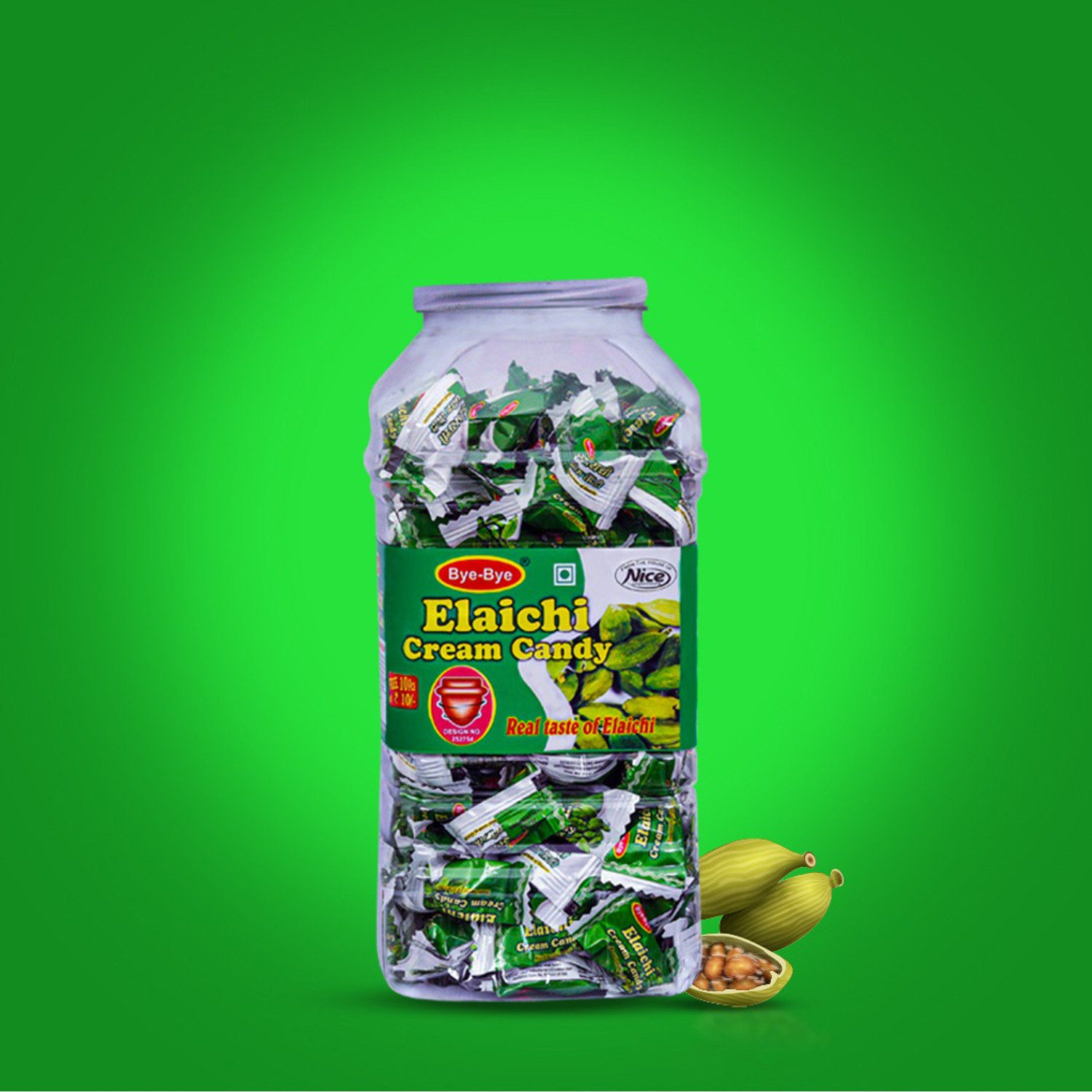 Image of Bye-Bye Elaichi Cream Candy Jar (600 gm X 3 Jar) Candies for Kids Pack of 3 Cardamom Candy (3 x 600 g)